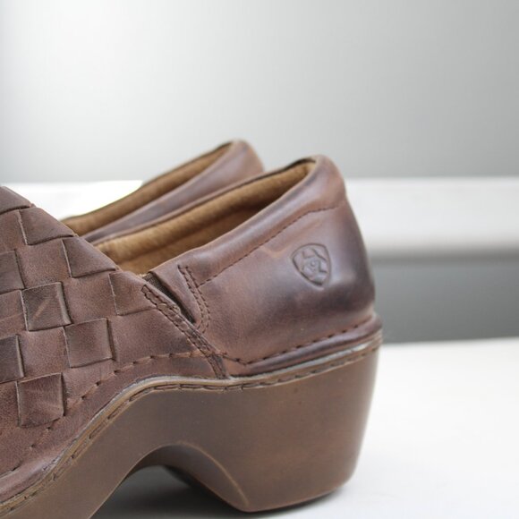 Ariat Womens Brown Leather Ashbourn Briar Slip On Clogs 10012028  Size 8.5 - Picture 6 of 7